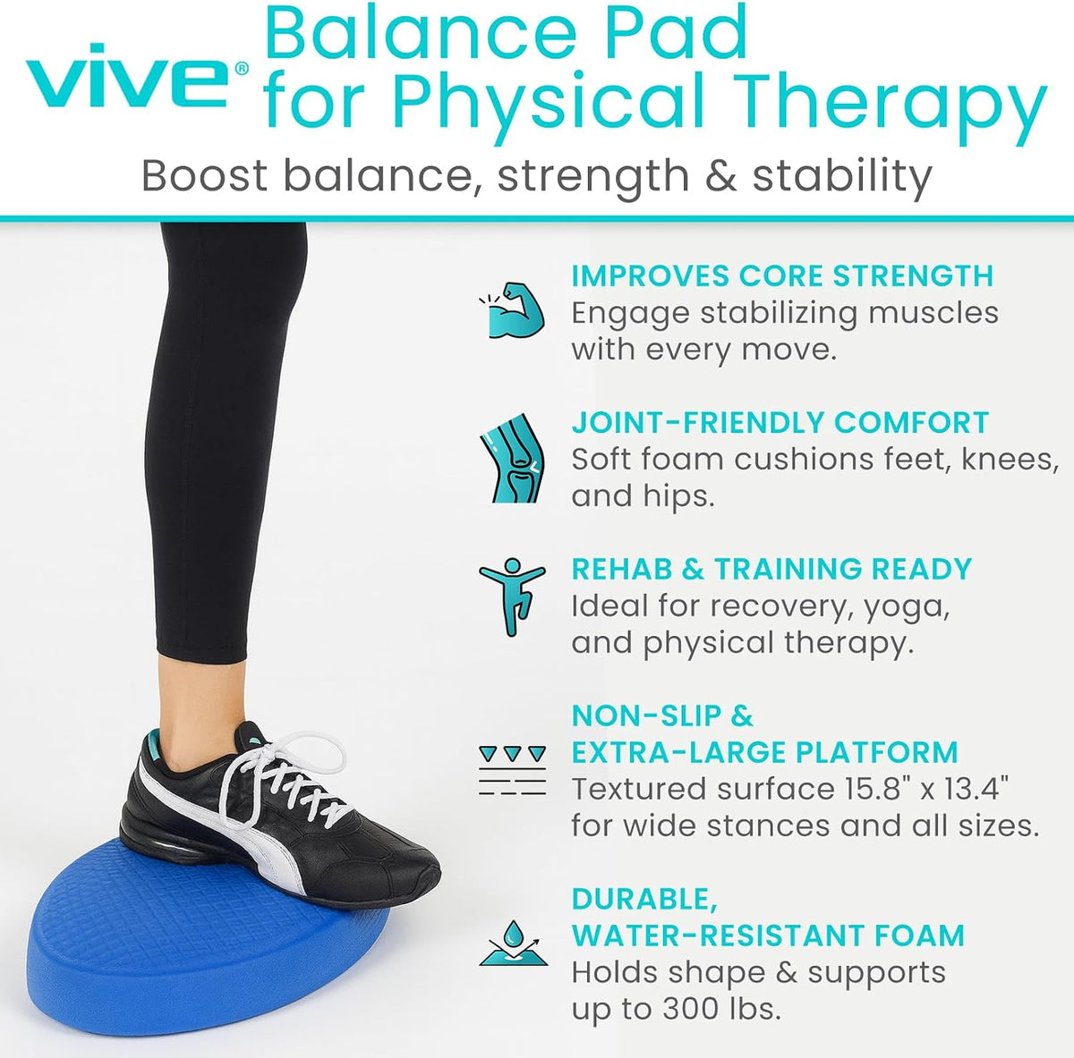 Oval Balance Pad - Wobble Cushion For Physical Therapy And Rehabilitation Equipment - Soft Stability Trainer Foam For Workouts, Yoga, Core Strength And Pilates - Device For Women, Men And Kids