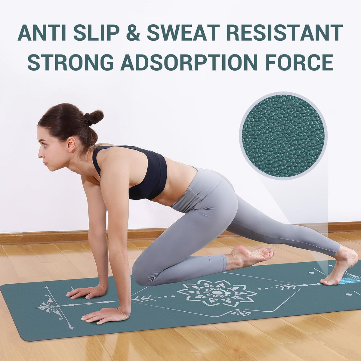 Yoga Mat Foldable - Textured Non Slip Exercise Mat -Travel Lightweight Hot Yoga Mat with Carry Bag for Pilates & Home Workouts (72"L x 32"W x 3mm Thick)