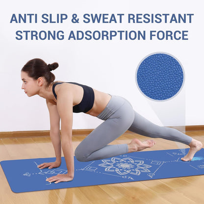 Yoga Mat Foldable - Textured Non Slip Exercise Mat -Travel Lightweight Hot Yoga Mat with Carry Bag for Pilates & Home Workouts (72"L x 32"W x 3mm Thick)