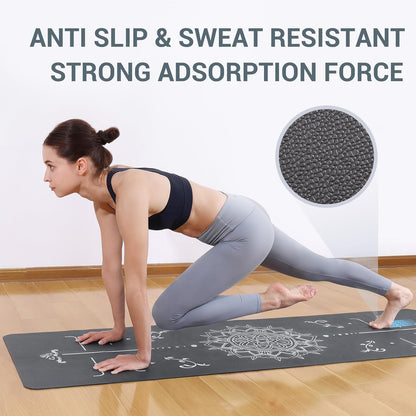 Yoga Mat Foldable - Textured Non Slip Exercise Mat -Travel Lightweight Hot Yoga Mat with Carry Bag for Pilates & Home Workouts (72"L x 32"W x 3mm Thick)