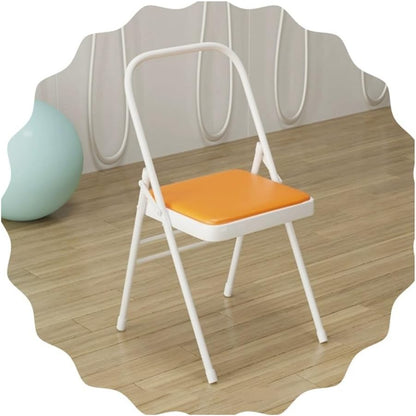 Folding Yoga Auxiliary Chair Portable Foldable Yoga Chair Backless Yoga Chair for Flexibility and Strength Training, White, Brown(White)