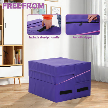 Incline Gymnastics Mat 48x24 Inch, Folding Cheese Wedge Tumbling Mat with Non-Slip PVC Surface & Handles, Portable Indoor/Outdoor Exercise Practice Mat for Kids Adults Home Gym Cheerleading Training