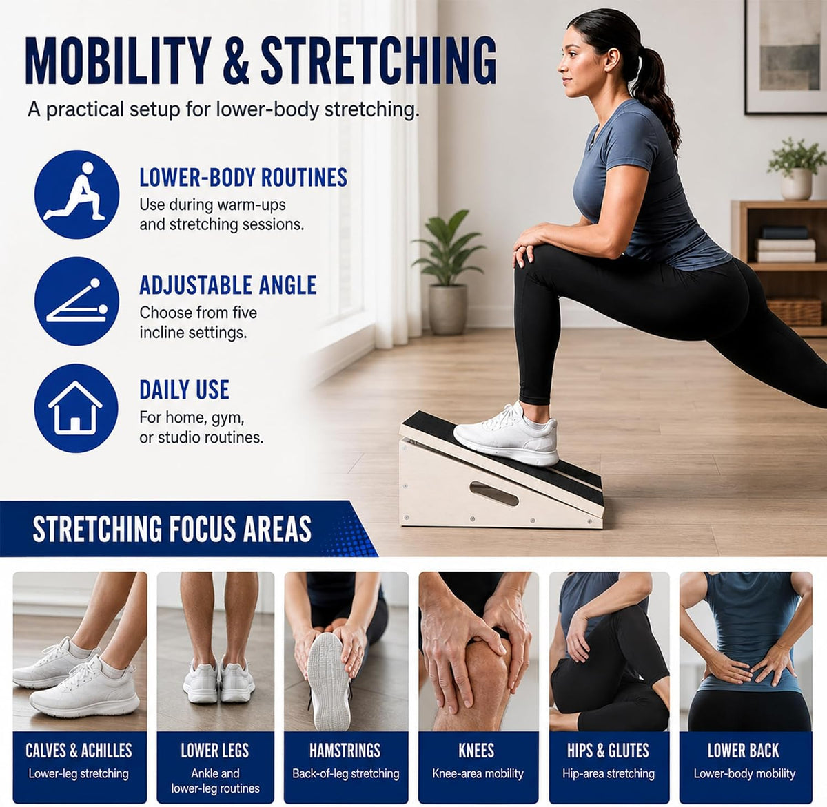 Wooden Slant Board for Calf Stretching, Calf Stretch Board