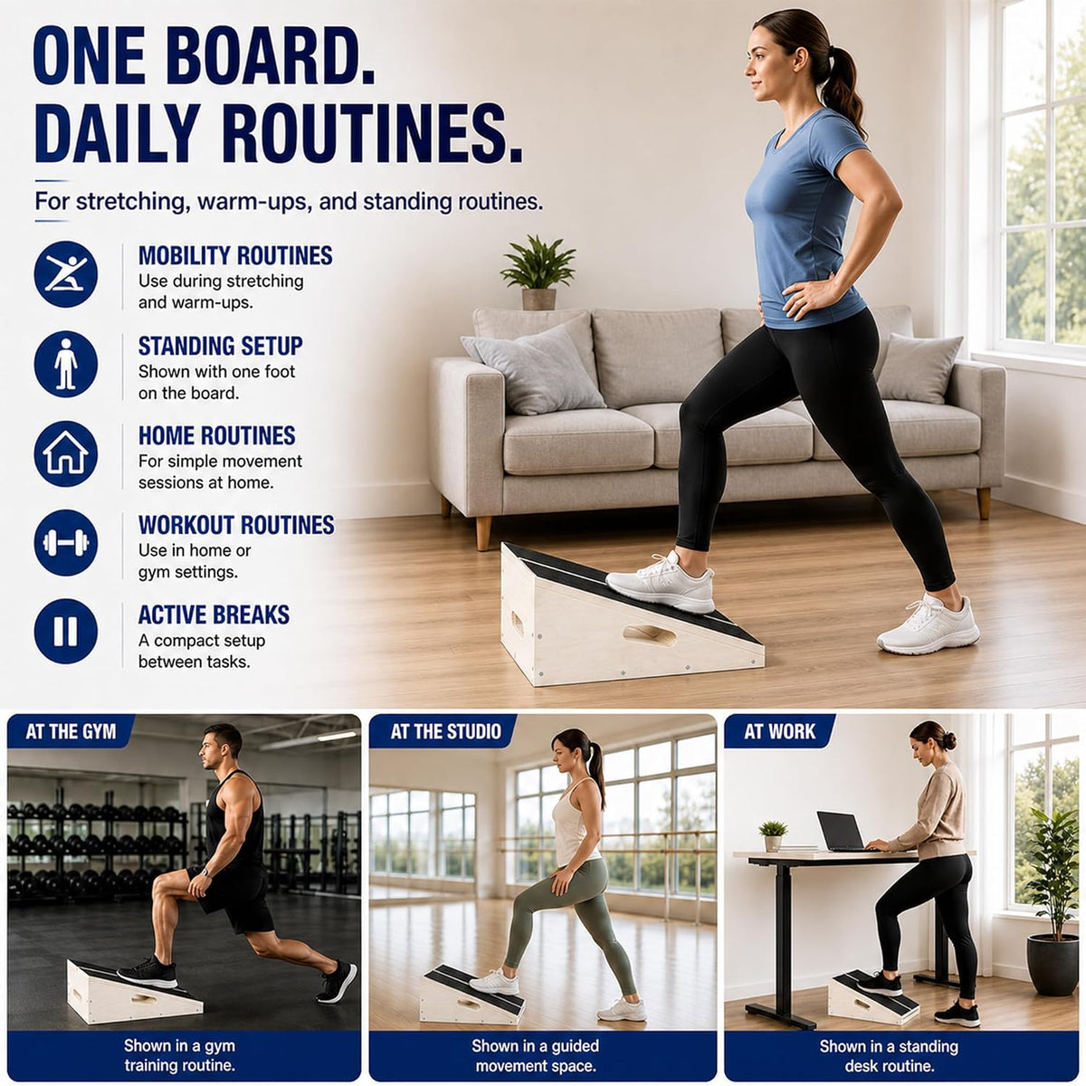 Wooden Slant Board for Calf Stretching, Calf Stretch Board