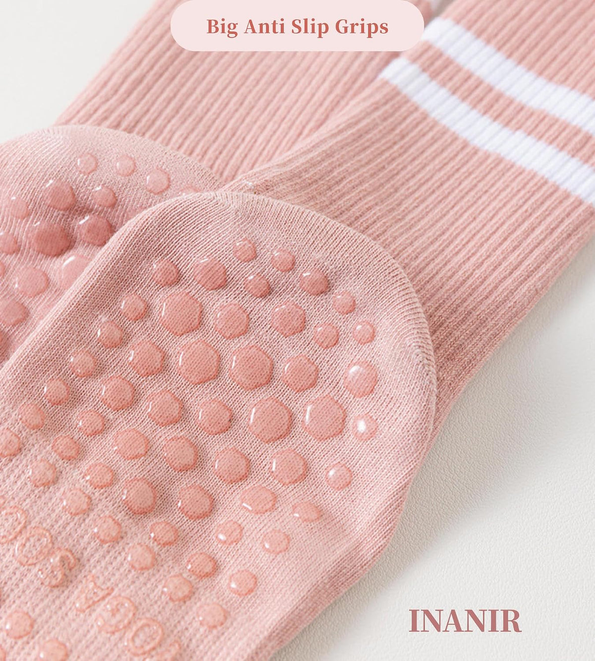 Pilates Socks With Grips for Women:Cute Non Slip Crew Gripper Yoga Sock-Grippy Sticky for Hospital/Dance Barre/Workout
