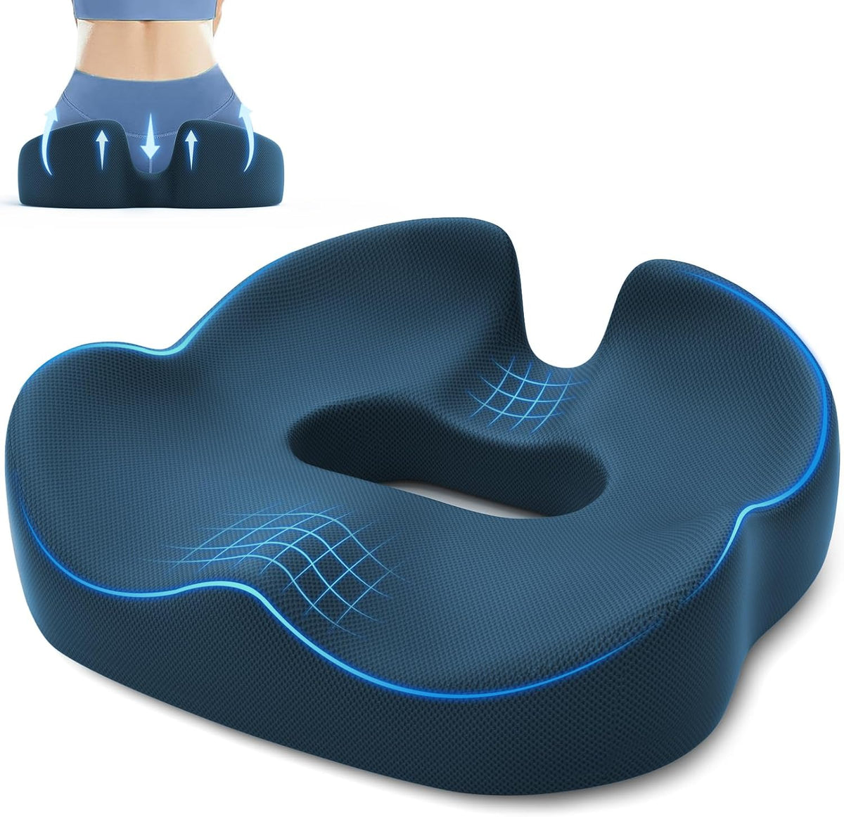 Large Donut Pillow Seat Cushion, Lifting Cushions (Black)