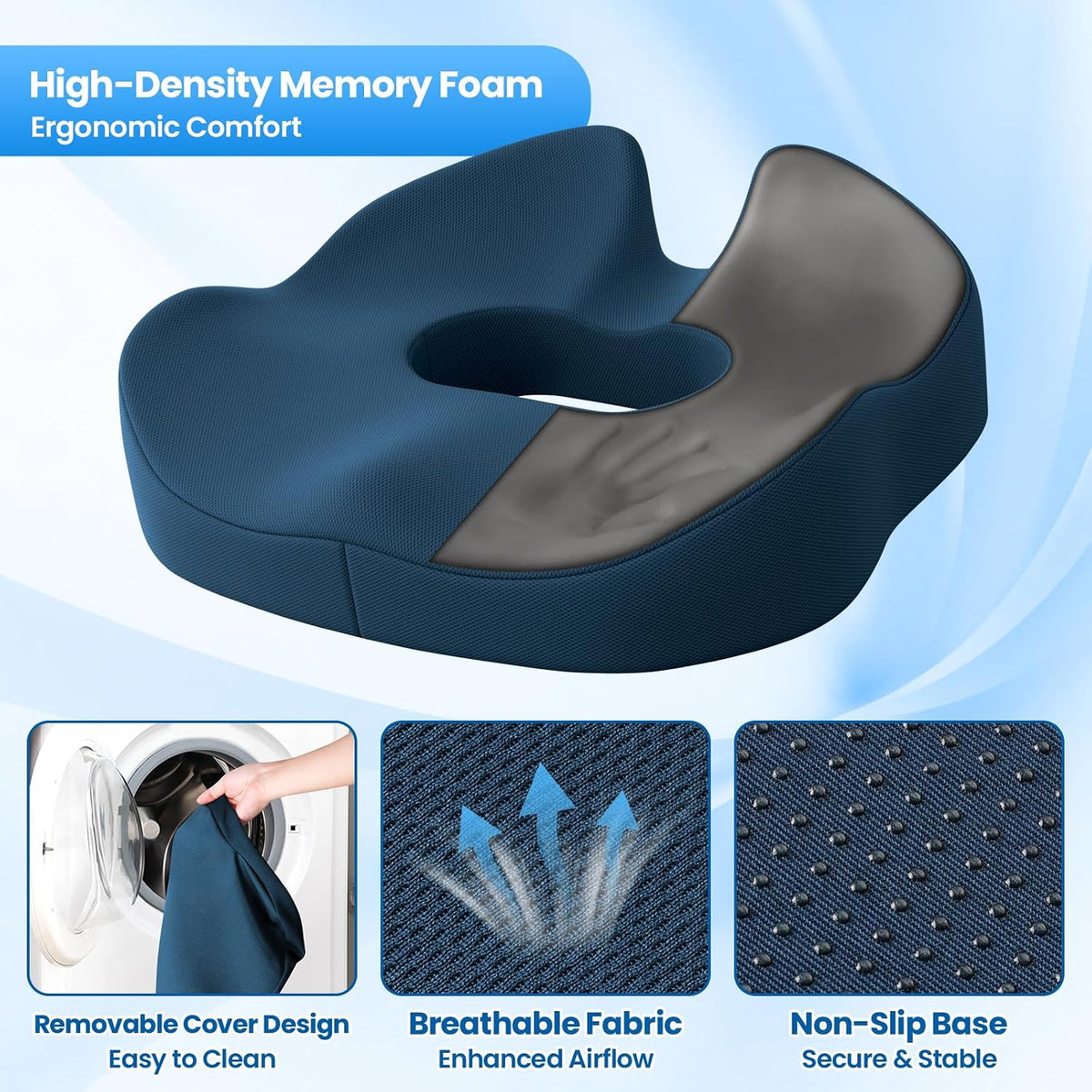 Large Donut Pillow Seat Cushion, Lifting Cushions (Black)