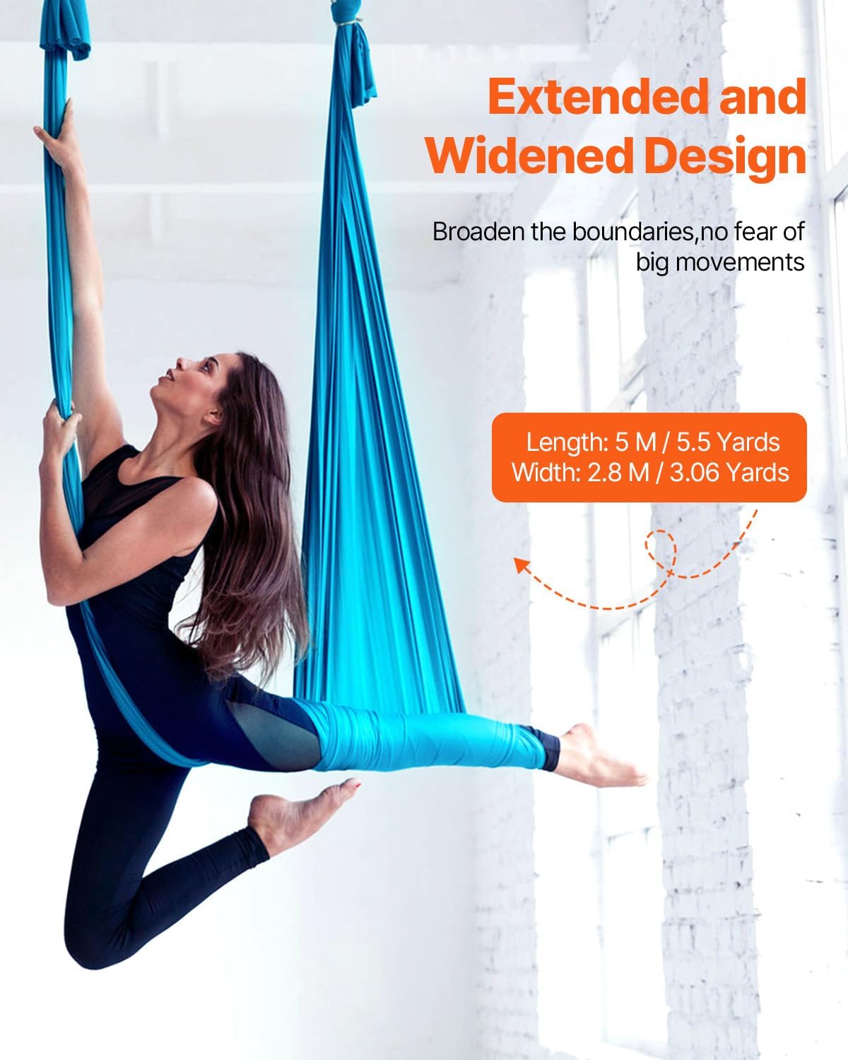 Aerial Silk & Yoga Swing, Aerial Yoga Hammock Kit with 100gsm Nylon Fabric, Full Rigging Hardware & Easy Set-up Guide, Antigravity Flying for All Levels Fitness Bodybuilding