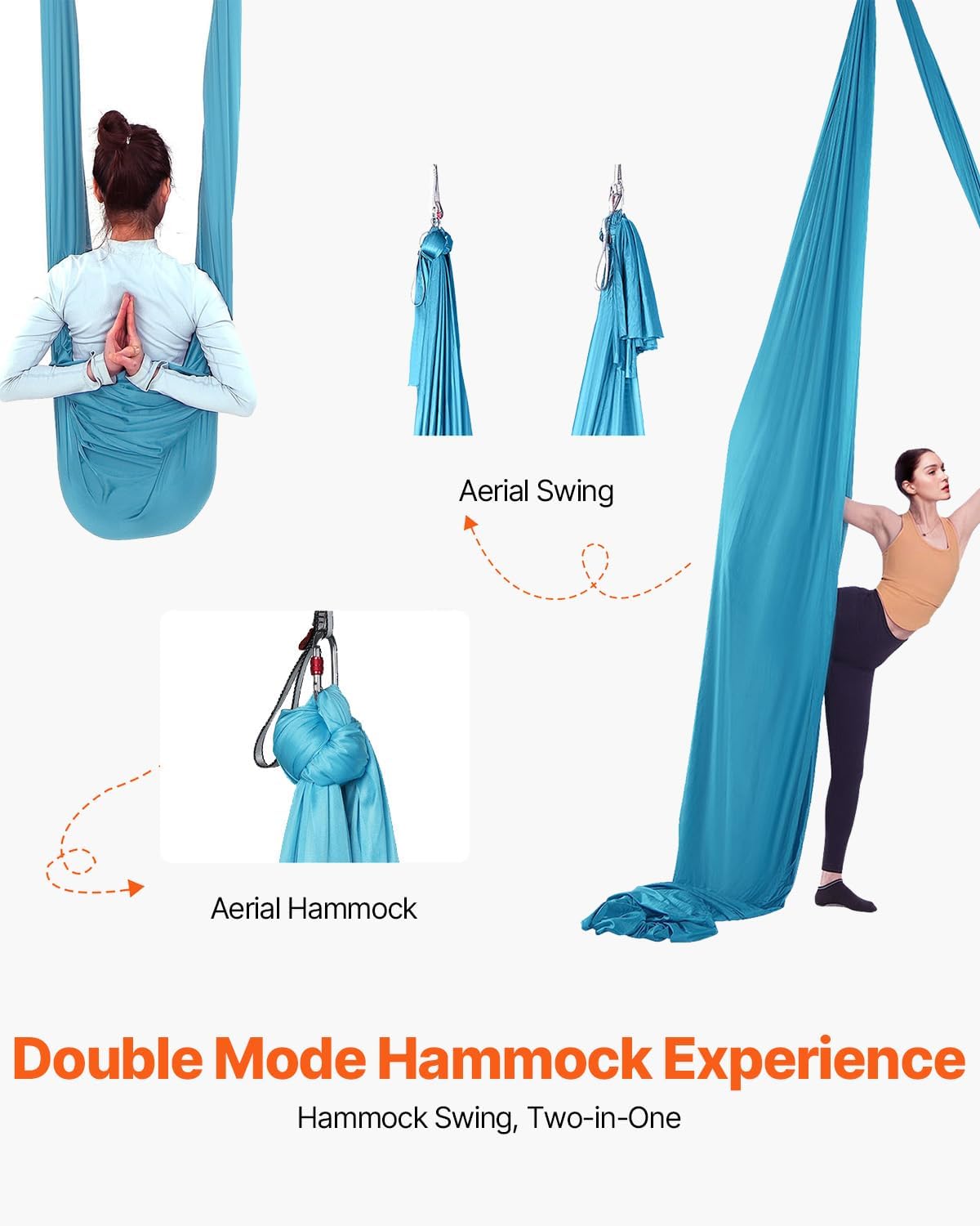 Aerial Silk & Yoga Swing, Aerial Yoga Hammock Kit with 100gsm Nylon Fabric, Full Rigging Hardware & Easy Set-up Guide, Antigravity Flying for All Levels Fitness Bodybuilding