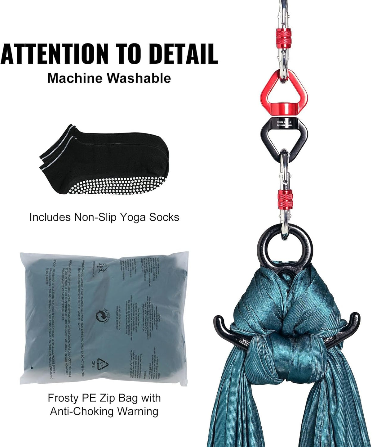 Aerial Silk & Yoga Swing, Aerial Yoga Hammock Kit with 100gsm Nylon Fabric, Full Rigging Hardware & Easy Set-up Guide, Antigravity Flying for All Levels Fitness Bodybuilding