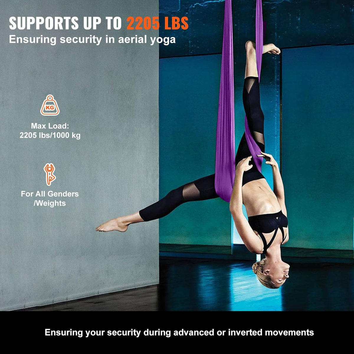 Aerial Silk & Yoga Swing, Aerial Yoga Hammock Kit with 100gsm Nylon Fabric, Full Rigging Hardware & Easy Set-up Guide, Antigravity Flying for All Levels Fitness Bodybuilding