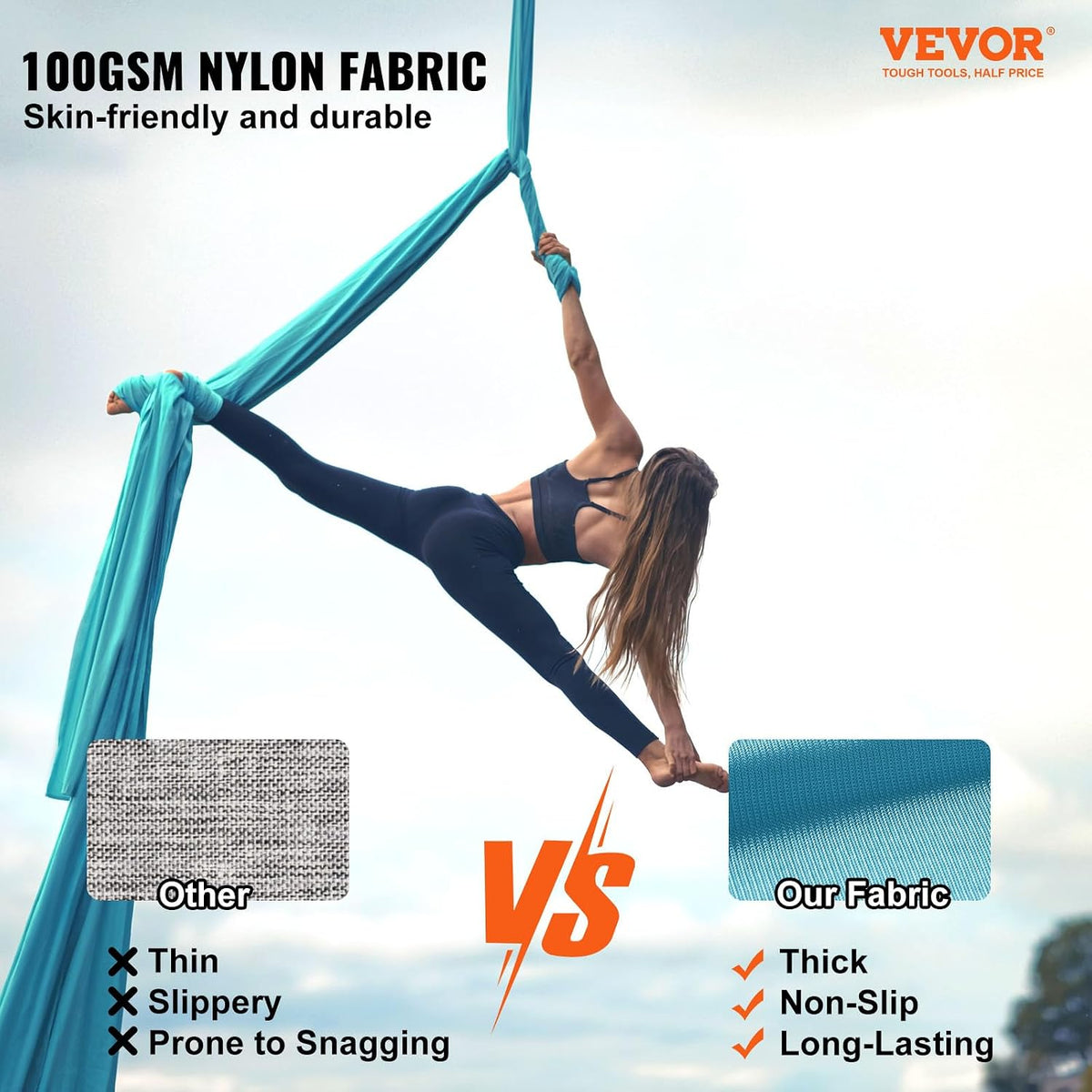 Aerial Silk & Yoga Swing, Aerial Yoga Hammock Kit with 100gsm Nylon Fabric, Full Rigging Hardware & Easy Set-up Guide, Antigravity Flying for All Levels Fitness Bodybuilding