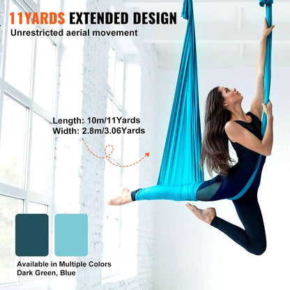 Aerial Silk & Yoga Swing, Aerial Yoga Hammock Kit with 100gsm Nylon Fabric, Full Rigging Hardware & Easy Set-up Guide, Antigravity Flying for All Levels Fitness Bodybuilding