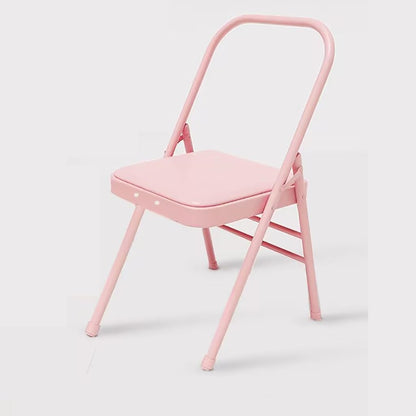 Yoga Chair Iyengar,Yoga Auxiliary Foldable Chair with Lumbar Back Support BalanceYoga Equipment Metal Folding Chair Balance Handstand Training Tool,Pink- 45 * 41 * 82.5CM