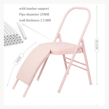 Yoga Chair Iyengar,Yoga Auxiliary Foldable Chair with Lumbar Back Support BalanceYoga Equipment Metal Folding Chair Balance Handstand Training Tool,Pink- 45 * 41 * 82.5CM