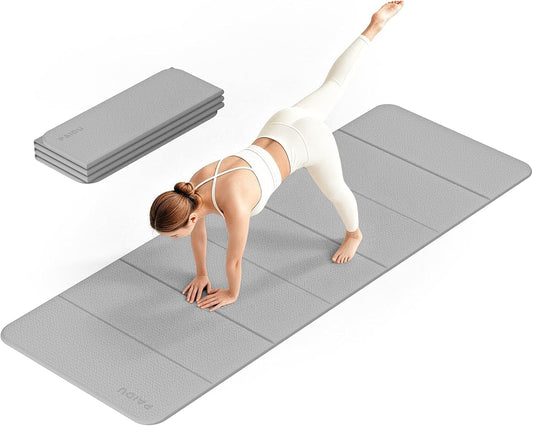 Foldable Yoga Mat 10mm Thick, 75"x26" Non-Slip Fitness Exercise Mat