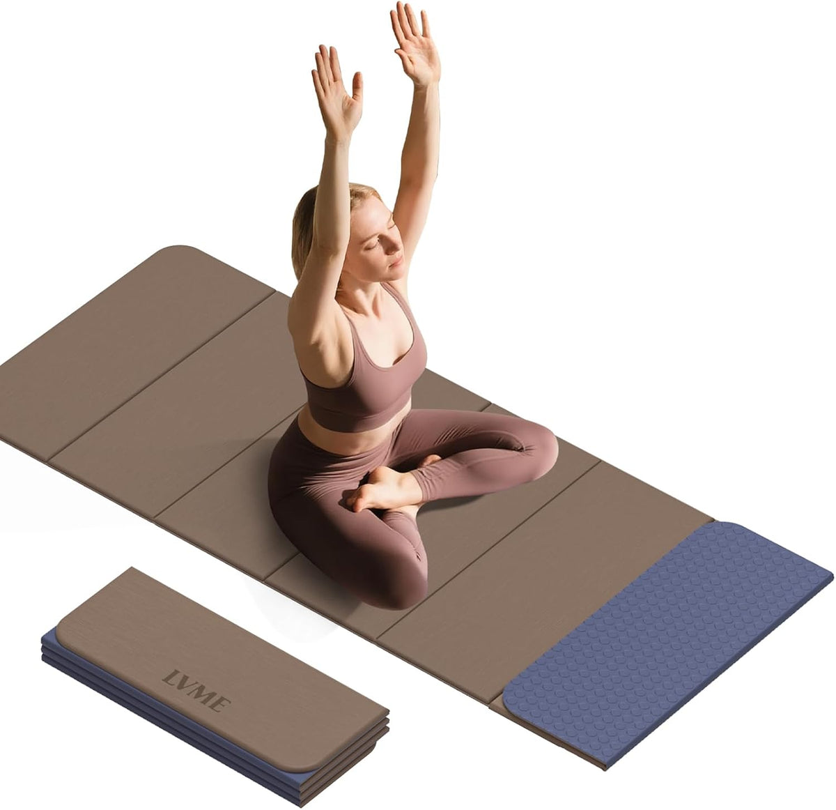 Foldable Yoga Mat, 71"x24"x1/3" Thick(8mm), Non Slip Exercise Mat