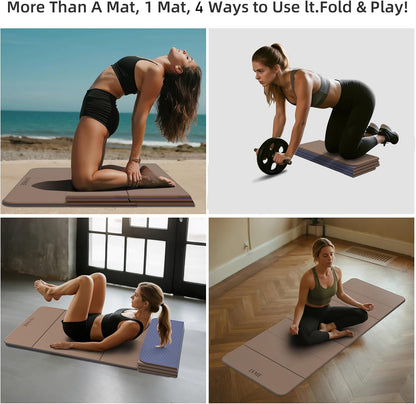 Foldable Yoga Mat, 71"x24"x1/3" Thick(8mm), Non Slip Exercise Mat