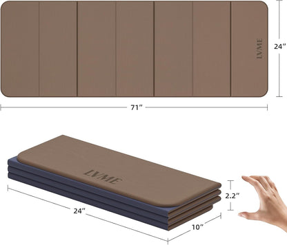 Foldable Yoga Mat, 71"x24"x1/3" Thick(8mm), Non Slip Exercise Mat