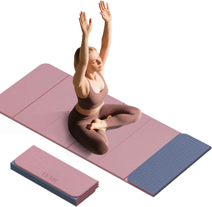 Foldable Yoga Mat, 71"x24"x1/3" Thick(8mm), Non Slip Exercise Mat