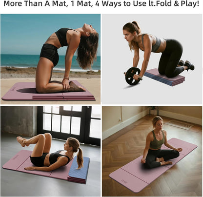 Foldable Yoga Mat, 71"x24"x1/3" Thick(8mm), Non Slip Exercise Mat