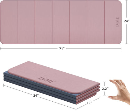 Foldable Yoga Mat, 71"x24"x1/3" Thick(8mm), Non Slip Exercise Mat