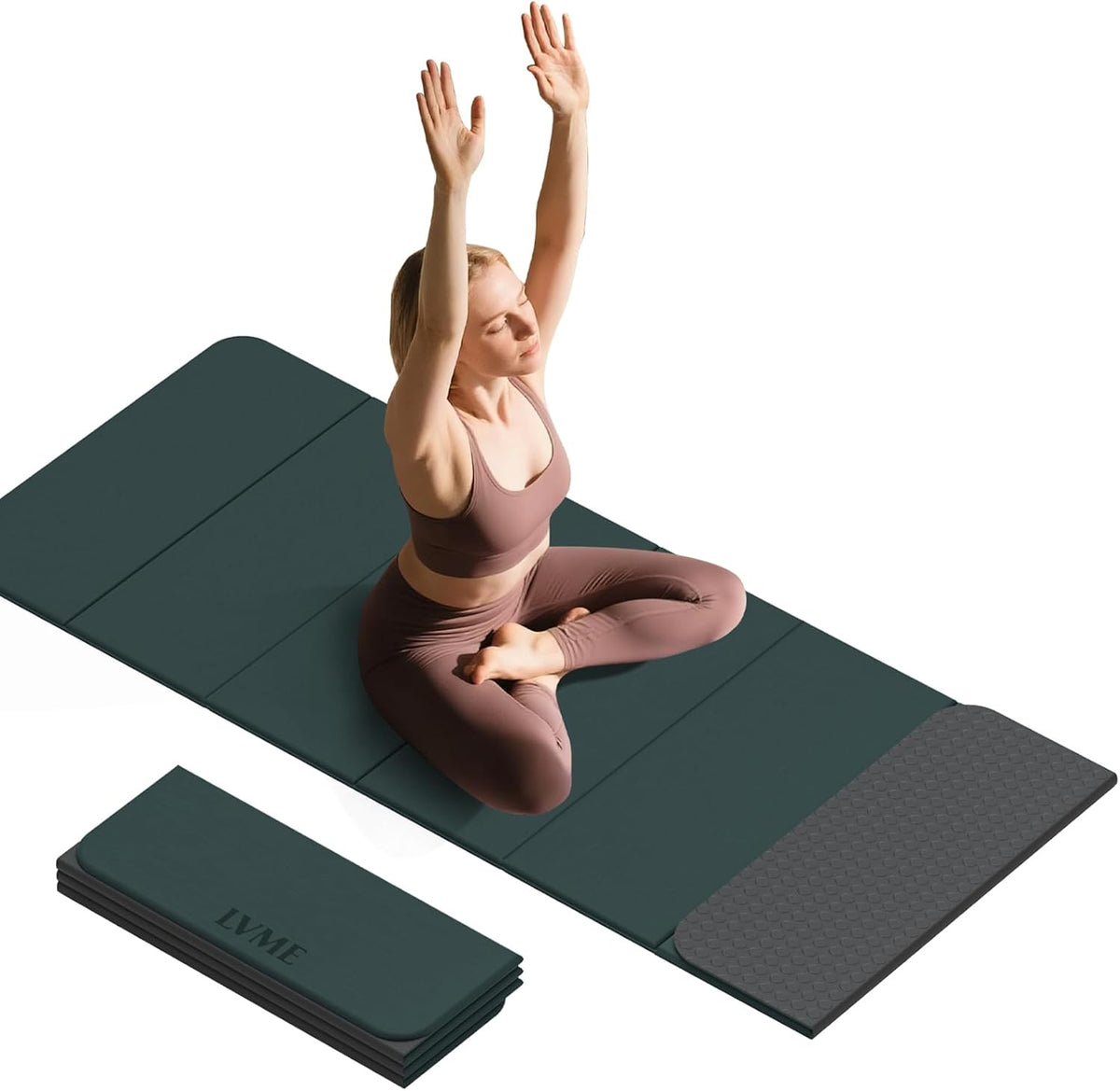 Foldable Yoga Mat, 71"x24"x1/3" Thick(8mm), Non Slip Exercise Mat