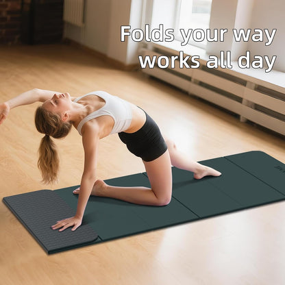 Foldable Yoga Mat, 71"x24"x1/3" Thick(8mm), Non Slip Exercise Mat
