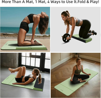 Foldable Yoga Mat, 71"x24"x1/3" Thick(8mm), Non Slip Exercise Mat