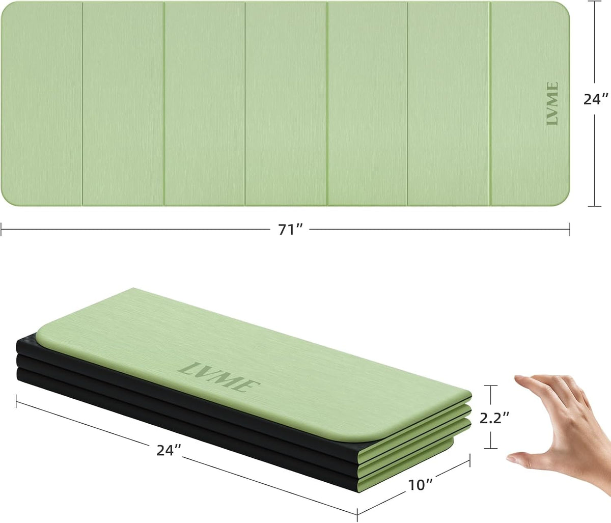Foldable Yoga Mat, 71"x24"x1/3" Thick(8mm), Non Slip Exercise Mat