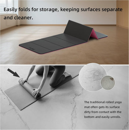 Foldable Yoga Mat, 71"x24"x1/3" Thick(8mm), Non Slip Exercise Mat