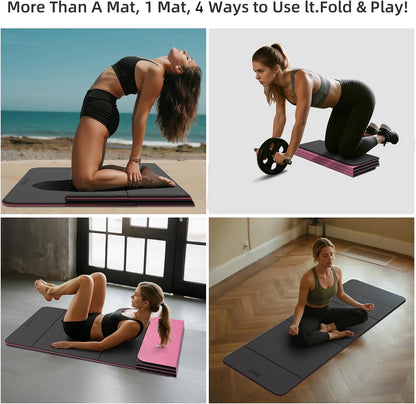 Foldable Yoga Mat, 71"x24"x1/3" Thick(8mm), Non Slip Exercise Mat