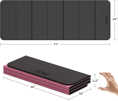 Foldable Yoga Mat, 71"x24"x1/3" Thick(8mm), Non Slip Exercise Mat