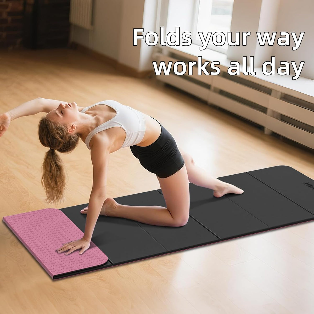 Foldable Yoga Mat, 71"x24"x1/3" Thick(8mm), Non Slip Exercise Mat