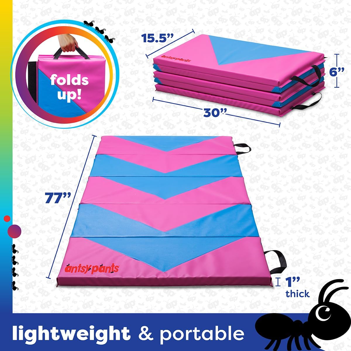 Tumbling Mat for Kids – Gymnastics Mat, Easy to Clean, Sturdy, Foldable Tumbling Mats, Padded, Lightweight, Portable, Gymnastics Equipment for Active Play