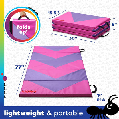 Tumbling Mat for Kids – Gymnastics Mat, Easy to Clean, Sturdy, Foldable Tumbling Mats, Padded, Lightweight, Portable, Gymnastics Equipment for Active Play