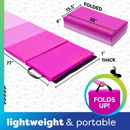 Tumbling Mat for Kids – Gymnastics Mat, Easy to Clean, Sturdy, Foldable Tumbling Mats, Padded, Lightweight, Portable, Gymnastics Equipment for Active Play