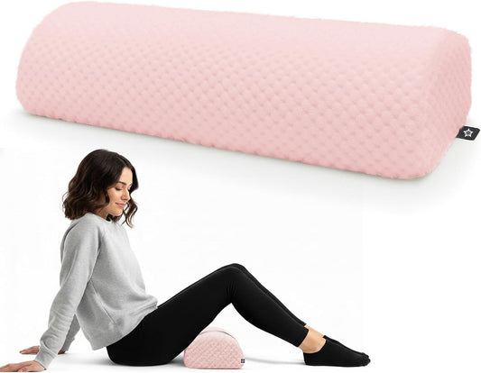 Half Moon Bolster Knee Pillow for Back Sleeping Memory Foam Leg Pillow for Ankle and Foot Comfort Under Knee Pillow for Side Sleepers Machine Washable Cover(17" x 7.5" x 4.3")
