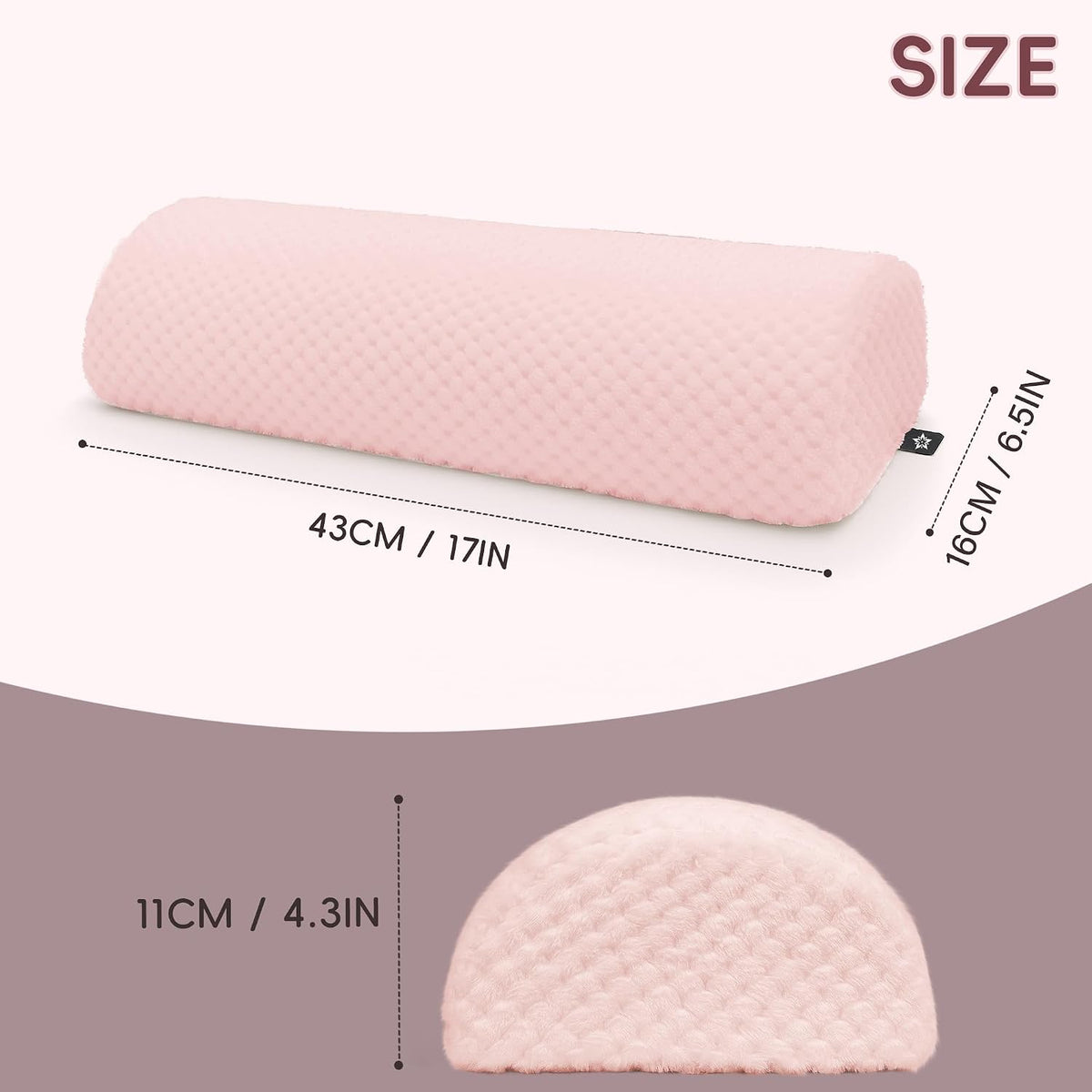 Half Moon Bolster Knee Pillow for Back Sleeping Memory Foam Leg Pillow for Ankle and Foot Comfort Under Knee Pillow for Side Sleepers Machine Washable Cover(17" x 7.5" x 4.3")