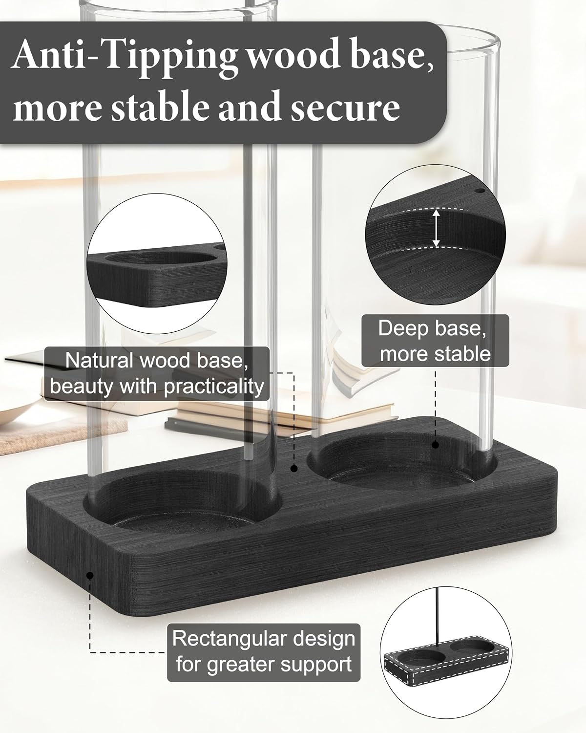 2 in 1 Incense Holder with Glass Jars, Large Incense Holder for Sticks, Upside Down Incense Burner with Ash Catcher & Storage for Meditation Yoga Spa Home Decor - 20 Incense Sticks & Brush