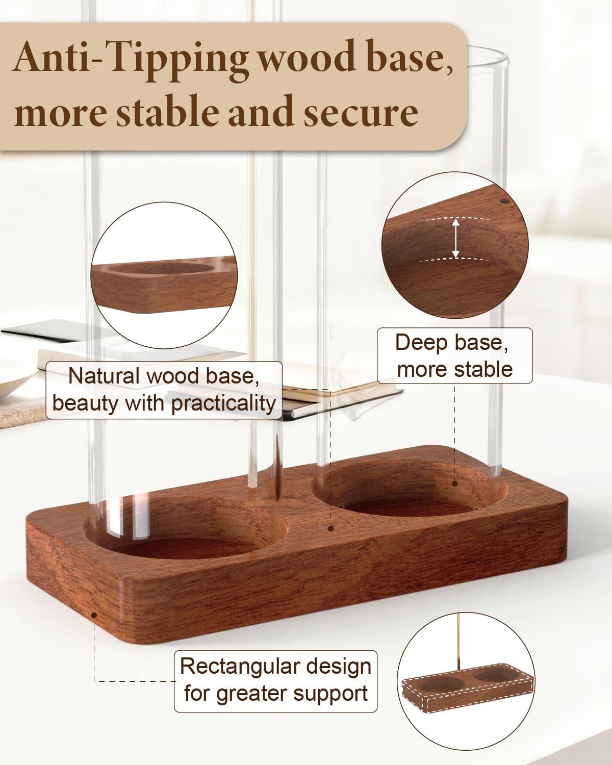 2 in 1 Incense Holder with Glass Jars, Large Incense Holder for Sticks, Upside Down Incense Burner with Ash Catcher & Storage for Meditation Yoga Spa Home Decor - 20 Incense Sticks & Brush