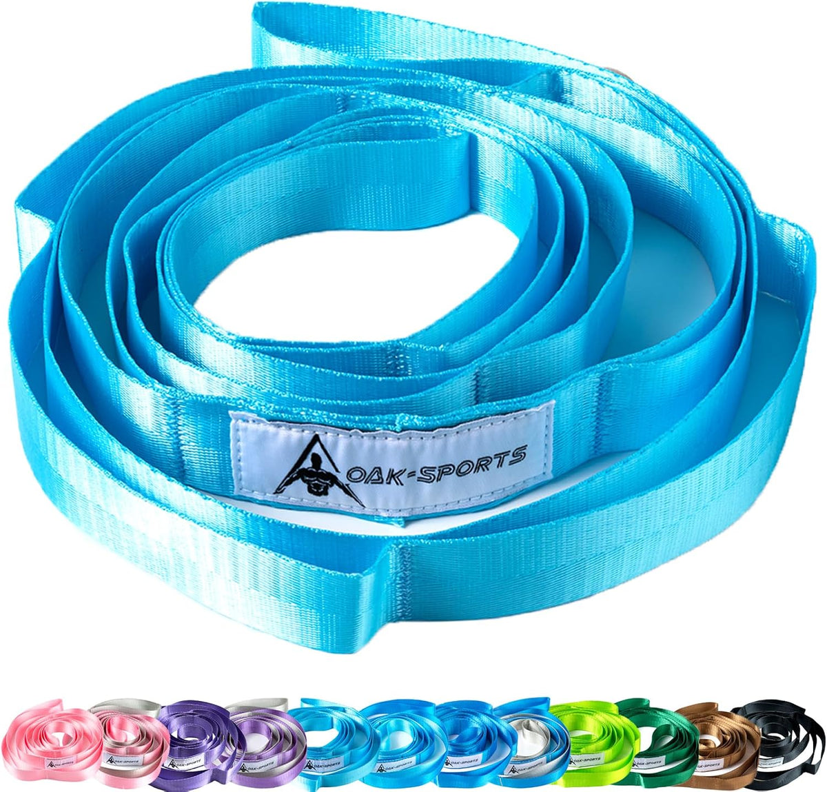 Stretching Strap Yoga Strap for Physical Therapy with 10 Loops, Yoga Straps for Stretching, Upgraded Non-Elastic Stretch Band for Pilates, Dance and Gymnastics with Workout Guide
