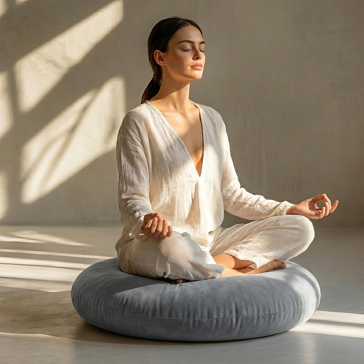 32" Floor Pillow, Large Meditation Cushions for Adults, Grey