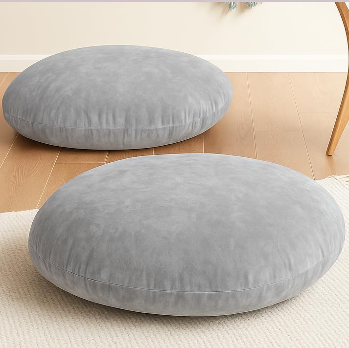 32" Floor Pillow, Large Meditation Cushions for Adults, Grey