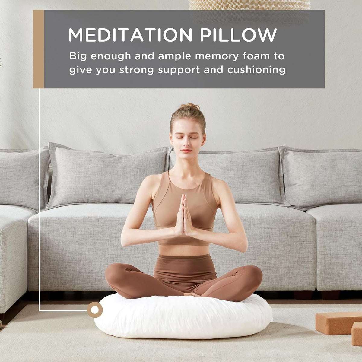 32" Floor Pillow, Large Meditation Cushions for Adults, Grey