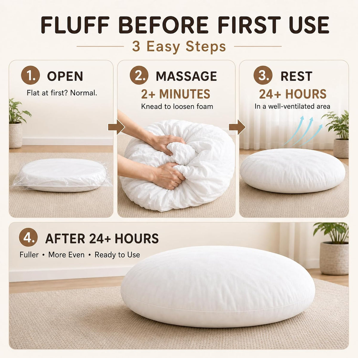 32" Floor Pillow, Large Meditation Cushions for Adults, Grey