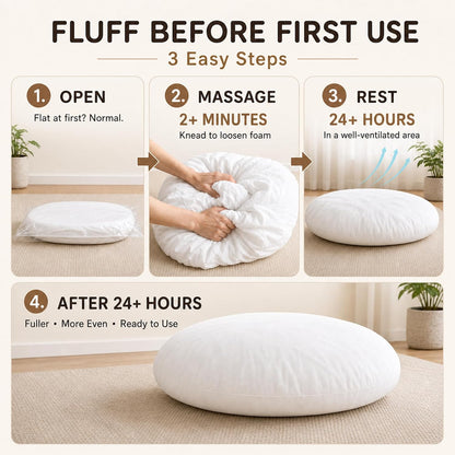 32" Floor Pillow, Large Meditation Cushions for Adults, Grey