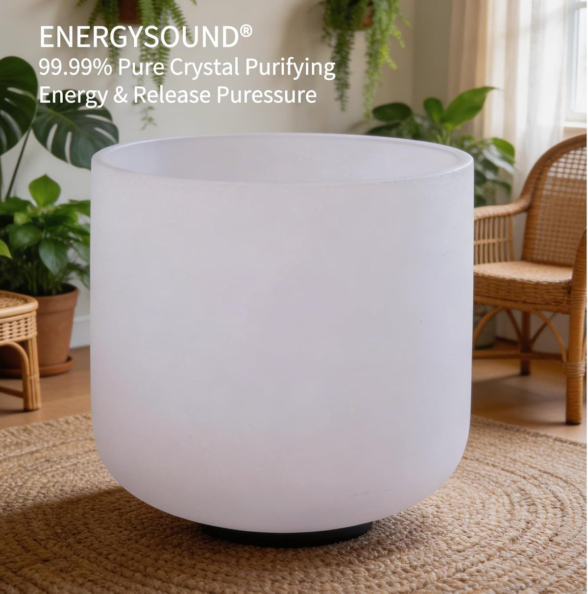 432Hz A 3rd Eye Chakra Frosted Quartz Crystal Singing Bowl 7"