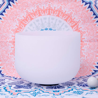 432Hz A 3rd Eye Chakra Frosted Quartz Crystal Singing Bowl 7"