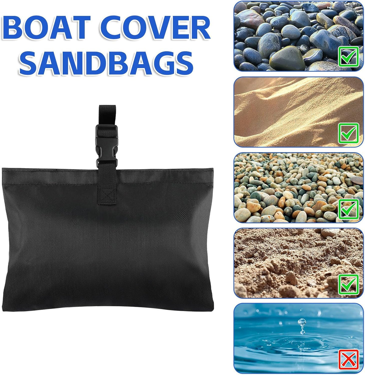 8 Pack Boat Cover Sand Bags Weights, Windproof 1680D Marine Oxford